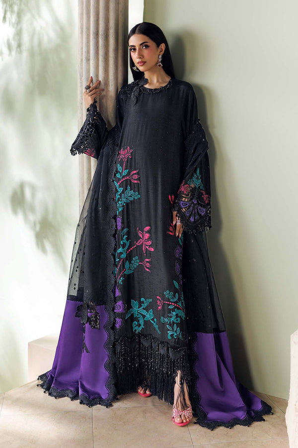3 Piece Unstitched Embroidered Raw Silk Suit