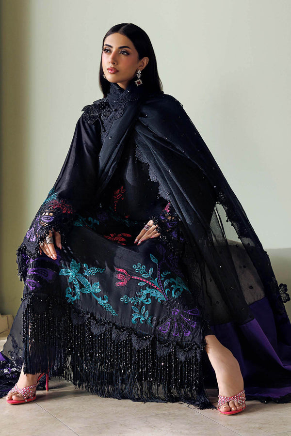 3 Piece Unstitched Embroidered Raw Silk Suit