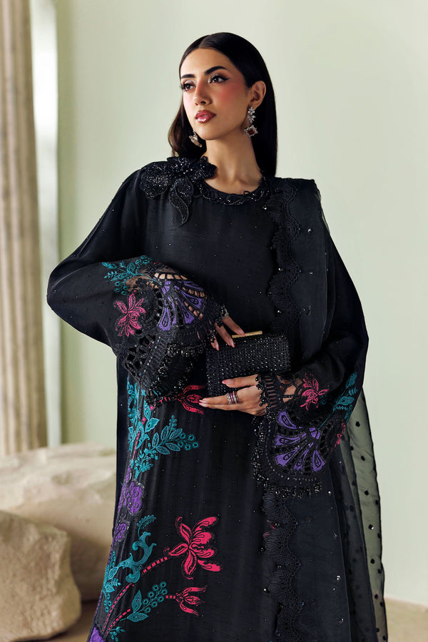 3 Piece Unstitched Embroidered Raw Silk Suit