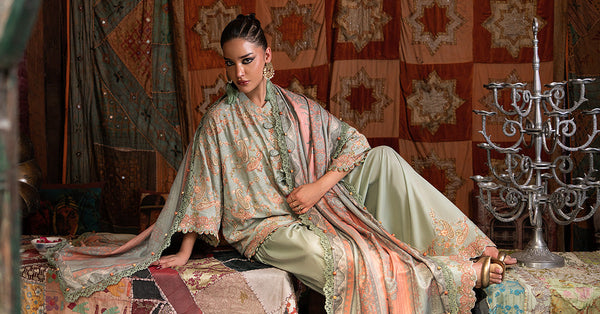 3 Piece Unstitched Embroidered Irish Linen Suit