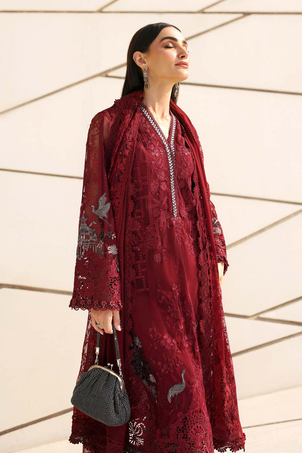 3 Piece Unstitched Embroidered Net Suit