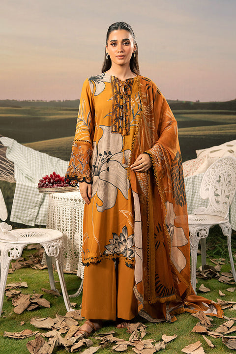 3 Pc Unstitched Embroidered Arabic Lawn Suit | MB-PFUS25-08A