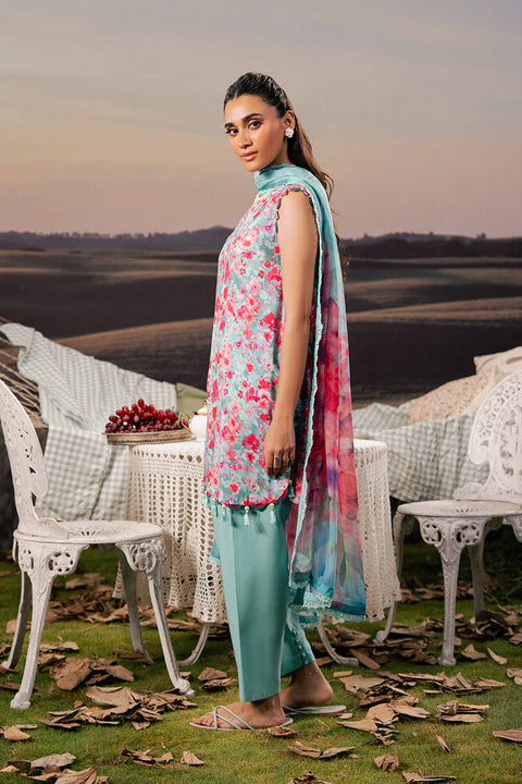 3 Pc Unstitched Embroidered Arabic Lawn Suit | MB-PFUS25-10A