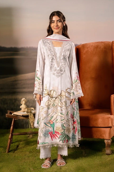 3 Pc Unstitched Embroidered Arabic Lawn Suit | MB-PFUS25-05A