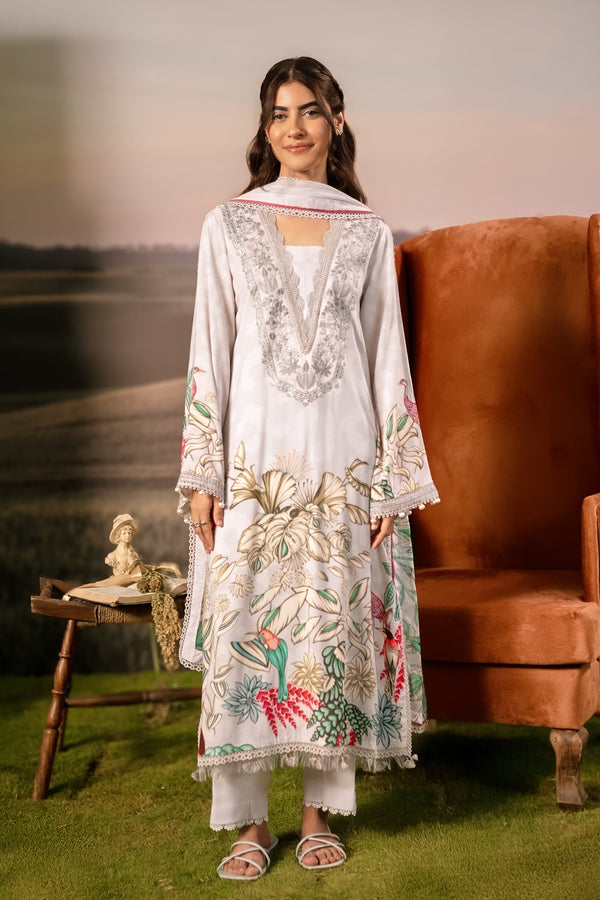 3 Pc Unstitched Embroidered Arabic Lawn Suit | MB-PFUS25-05A