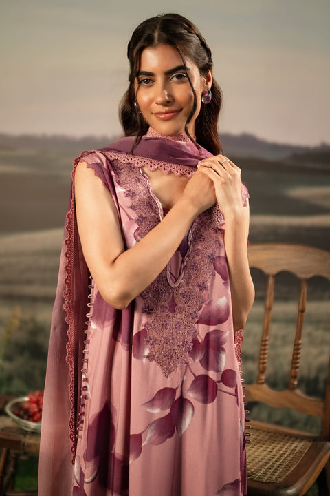 3 Pc Unstitched Embroidered Arabic Lawn Suit | MB-PFUS25-01A