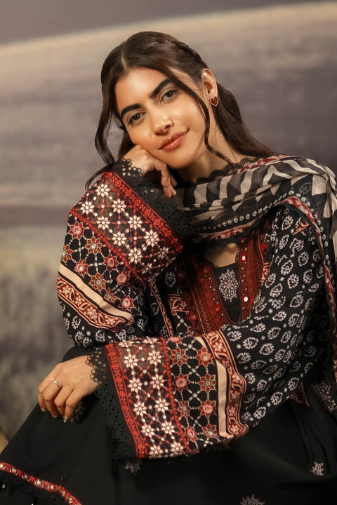 3 Pc Unstitched Embroidered Arabic Lawn Suit | MB-PFUS25-09A