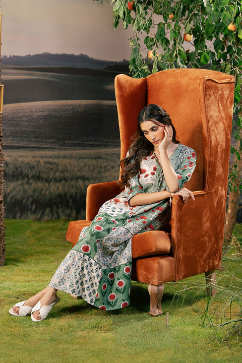 3 Pc Unstitched Embroidered Arabic Lawn Suit | MB-PFUS25-02B
