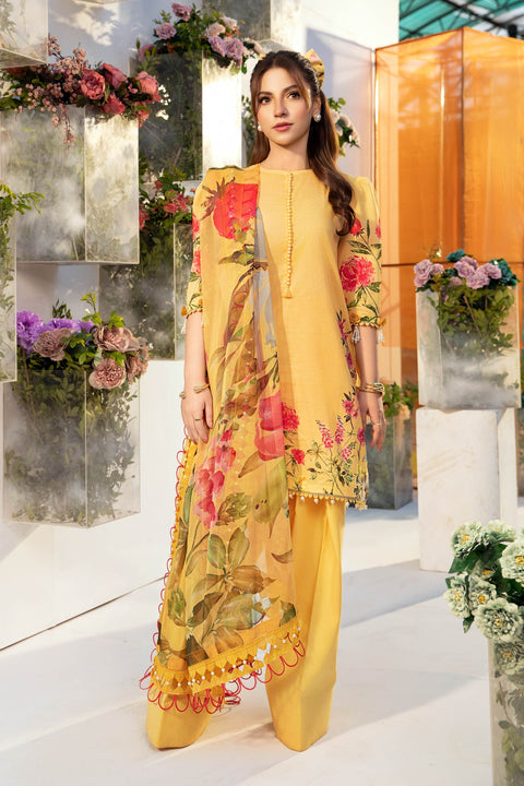 3 Pc Unstitched Printed Lawn Suit | MB-CUS25-701A