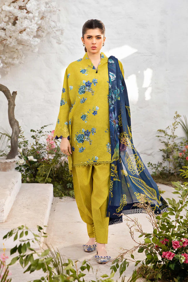 3 Pc Unstitched Printed Lawn Suit | MB-CUS25-702A