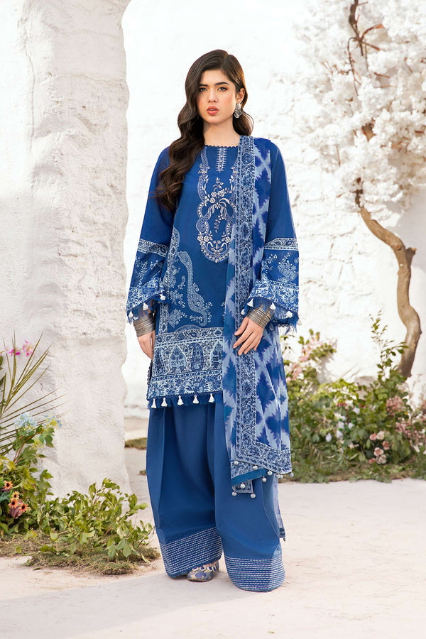 3 Pc Unstitched Printed Lawn Suit | MB-CUS25-703B