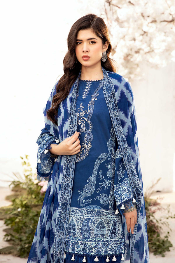 3 Pc Unstitched Printed Lawn Suit | MB-CUS25-703B