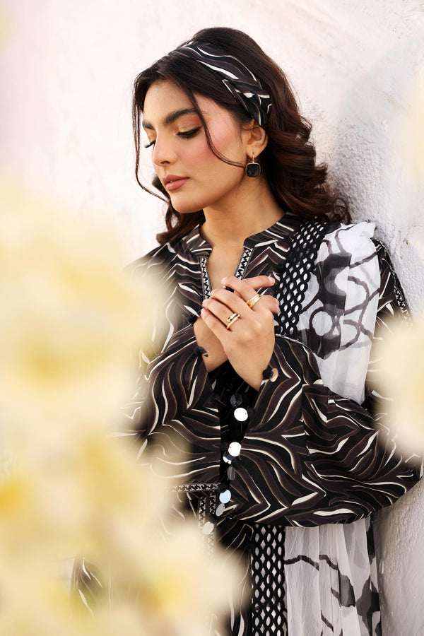 3 Pc Unstitched Printed Lawn Suit | MB-CUS25-704B