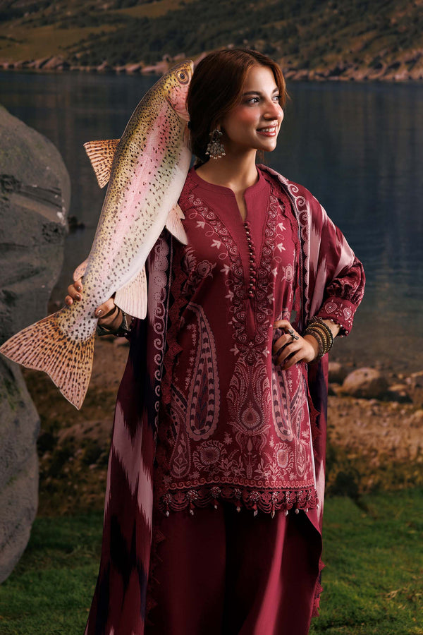3 Pc Unstitched Embroidered Slub Khaddar Suit