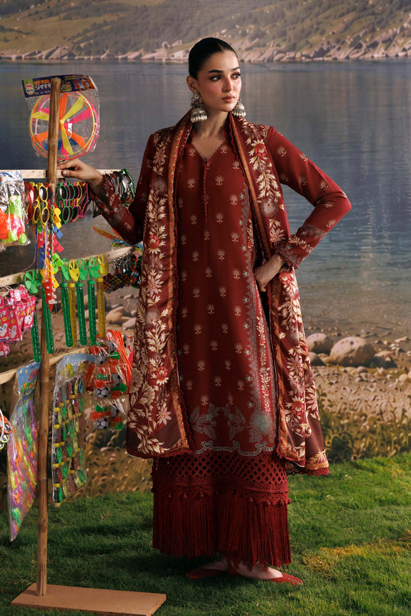 3 Pc Unstitched Embroidered Slub Khaddar Suit