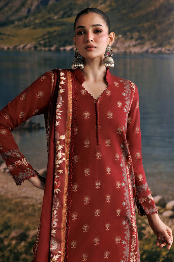 3 Pc Unstitched Embroidered Slub Khaddar Suit