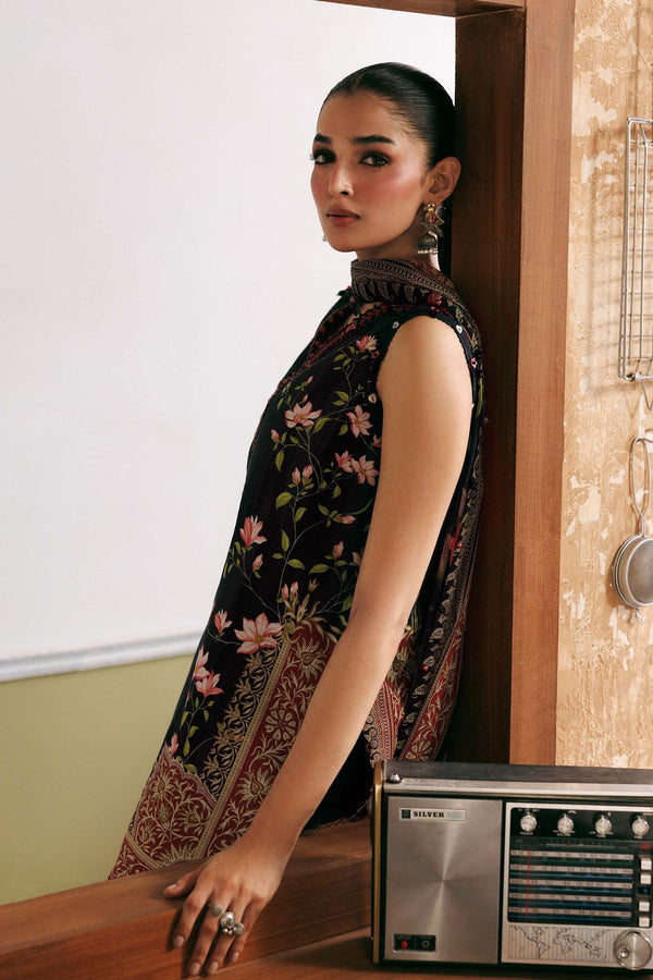 3 Pc Unstitched Embroidered Slub Khaddar Suit
