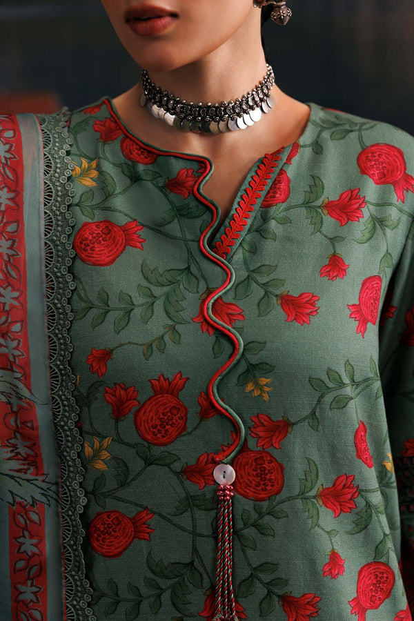 3 Pc Unstitched Embroidered Slub Khaddar Suit