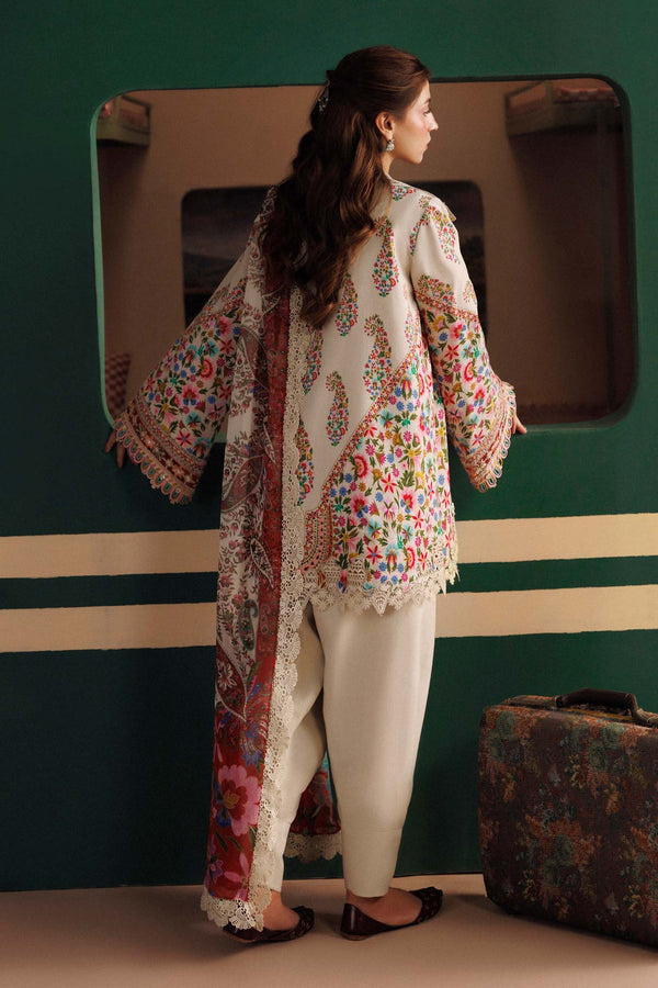 3 Pc Unstitched Embroidered Linen Suit