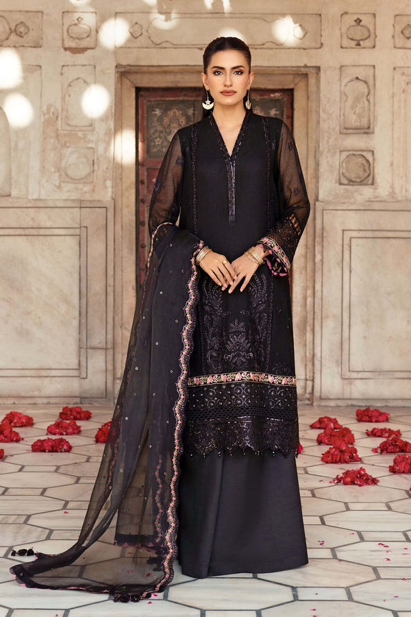3 Pc Unstitched Embroidered Silk Cotton Net Suit