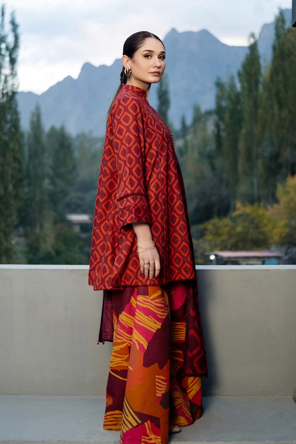 3 Pc Unstitched Printed Khaddar Suit | 506-B