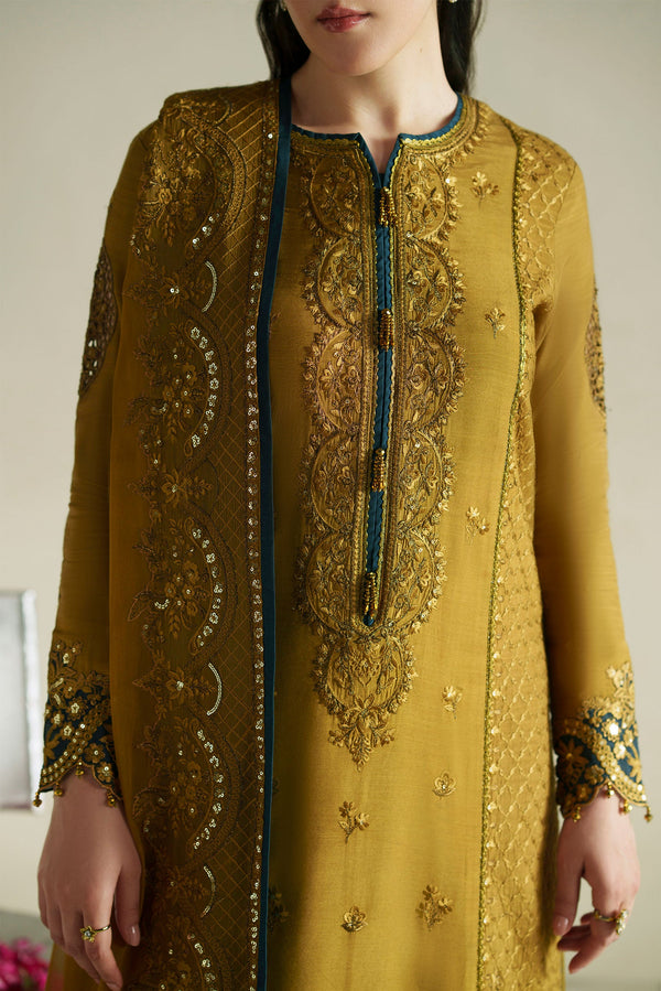 Kundan Antique Gold Shirt Set