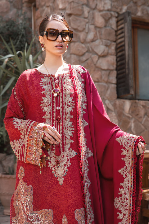 Unstitched Linen DL-1008-Maroon