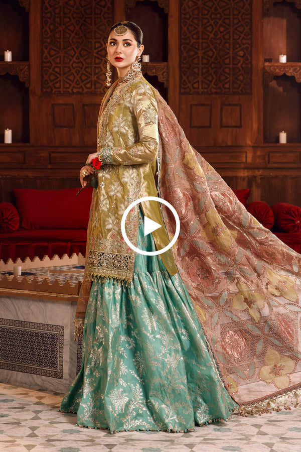Unstitched MBROIDERED - Salmon and Leaf Green (BD-2503)